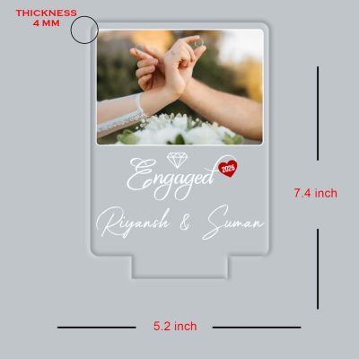 Personalized Couple Name & Engagement Date LED Night Lamp with Warm White Light Engagement Gift for Friend, Bhaiya-Bhabhi, Sister & Jiju